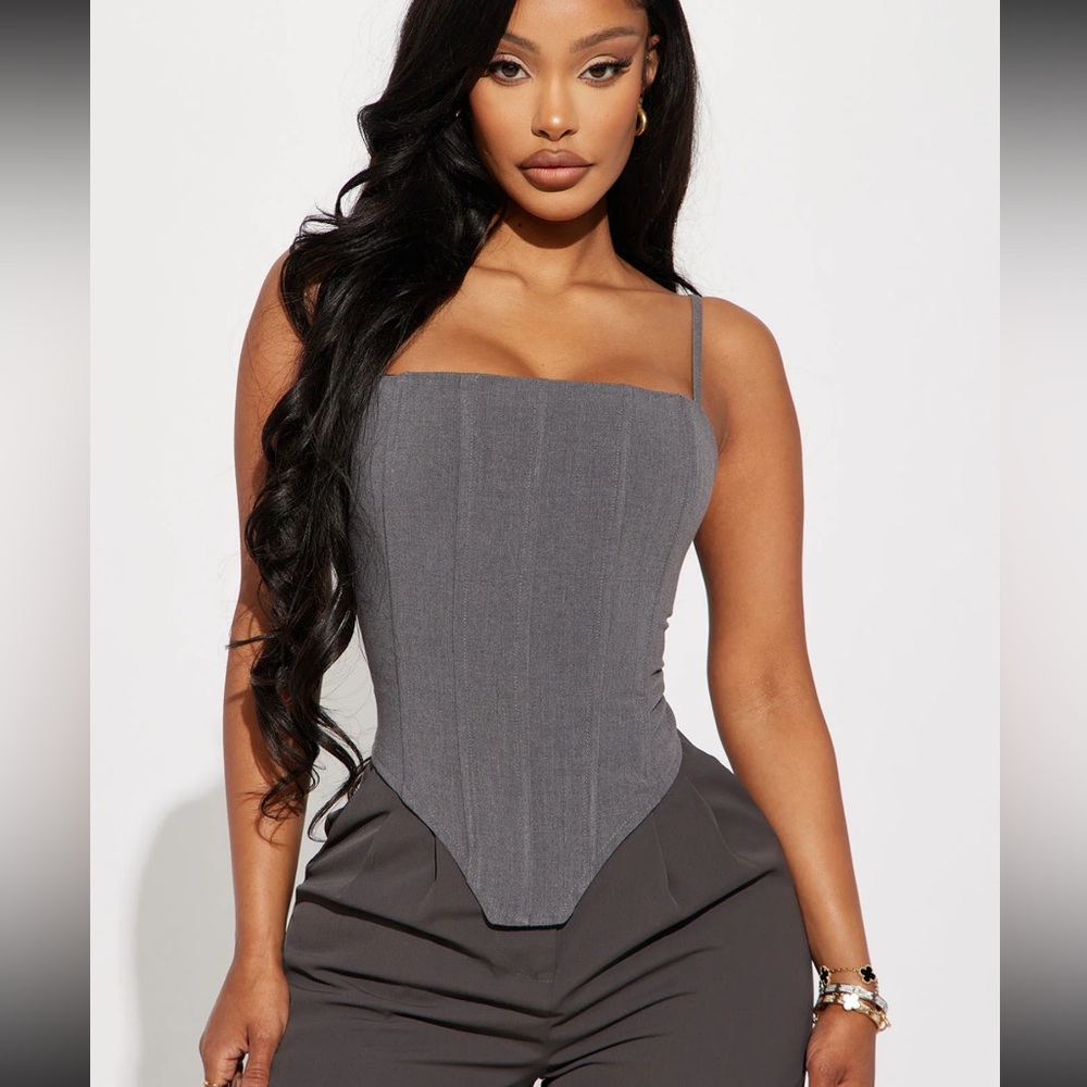 Worn once mint condition Fashion Nova A Jackpot Corset Top - Grey size XS
